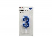 Számgyertya 3 kék fényes 6cm 614674