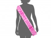 Szépségszalag Happy Birthday pöttyös rózsaszín 1,6mx9,5cm 624833