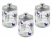 Tároló üveg tetővel 800ml 3db levendulás 210240