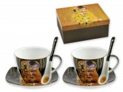 Teás csésze +alátét +kiskanál 2+2+2db Klimt Csók díszdobozban KLIMT0002