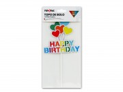 Torta dekoráció Happy Birthday színes 23cm 618146
