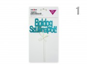 Tortadísz Boldog szülinapot kék/rózsaszín glitteres 19,5cm 627667 2f