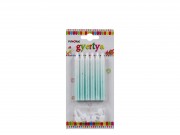 Tortagyertya + alátét türkiz/fehér 6+6db 8cm 613868