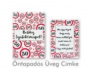 Üvegcímke öntapadós 50. Boldog Születésnapot 2db-os 8x11/9x13cm PDUC29