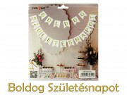 Zászlófüzér Boldog Születésnapot fehér/arany 19db 16x20cm 603149