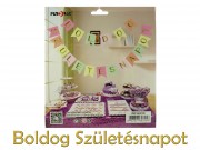 Zászlófüzér Boldog Születésnapot színes/arany 19db 16x20cm 603156