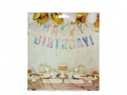 Zászlófüzér Happy Birthday hologramos 14x16,5cm-es betű 612595