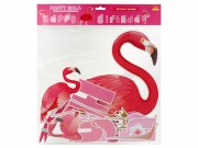 Zászlófüzér Happy Birthday rózsaszín flamingó 602838